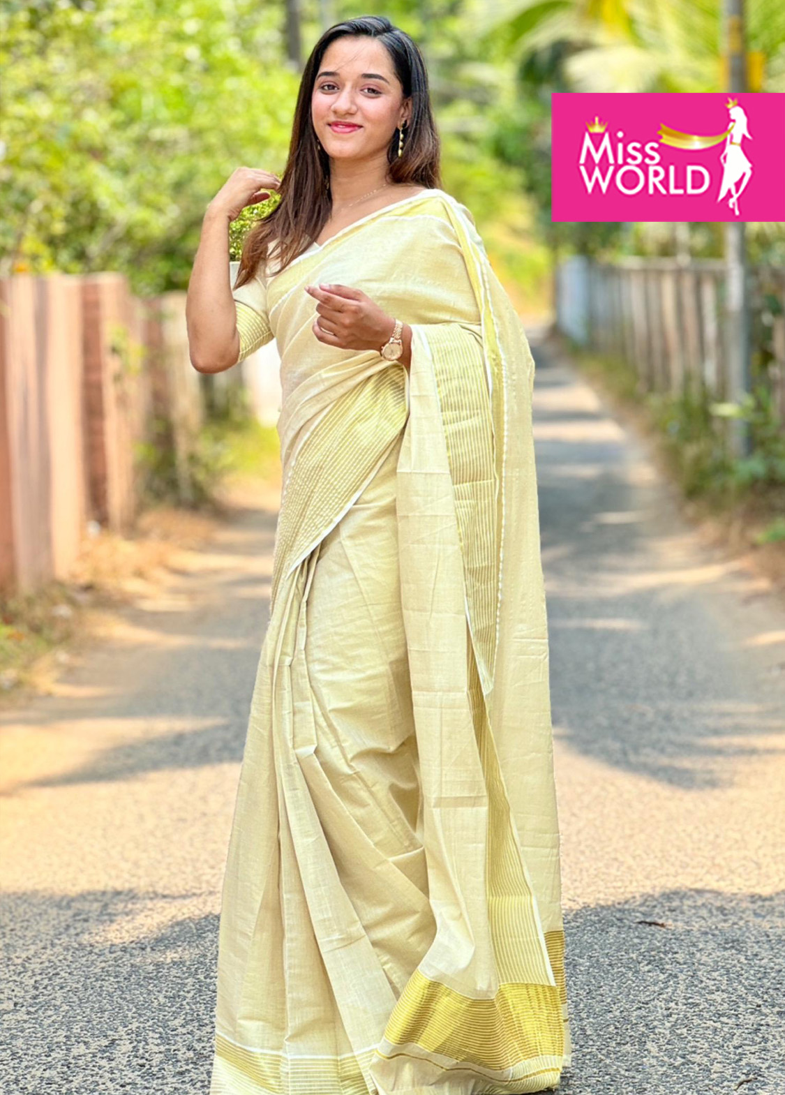 Border Lines Golden Tissue (Ready to Wear)