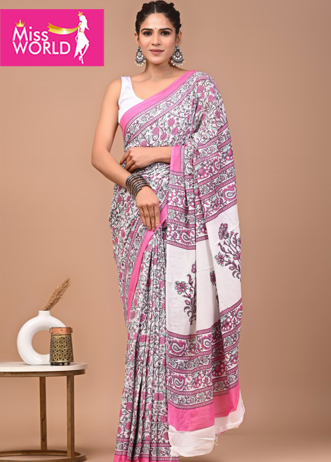 Vrindavan Mulmul cotton  saree VR6