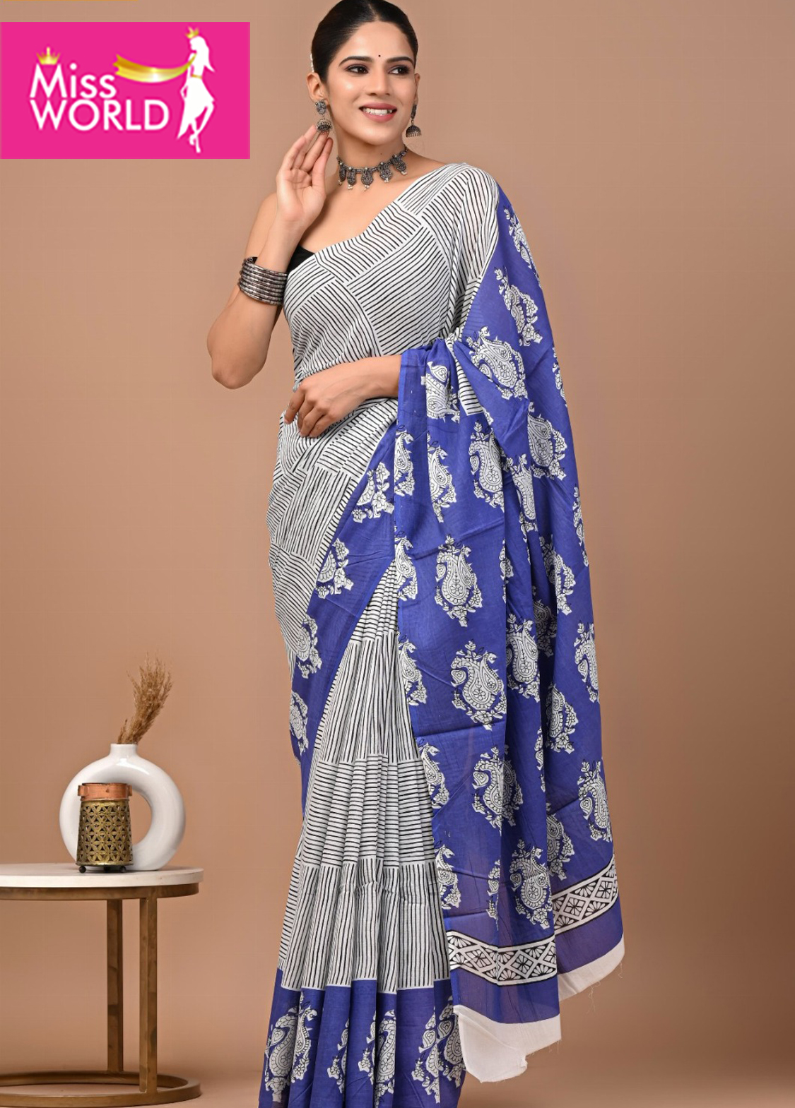 Vrindavan Mulmul cotton  saree VR2