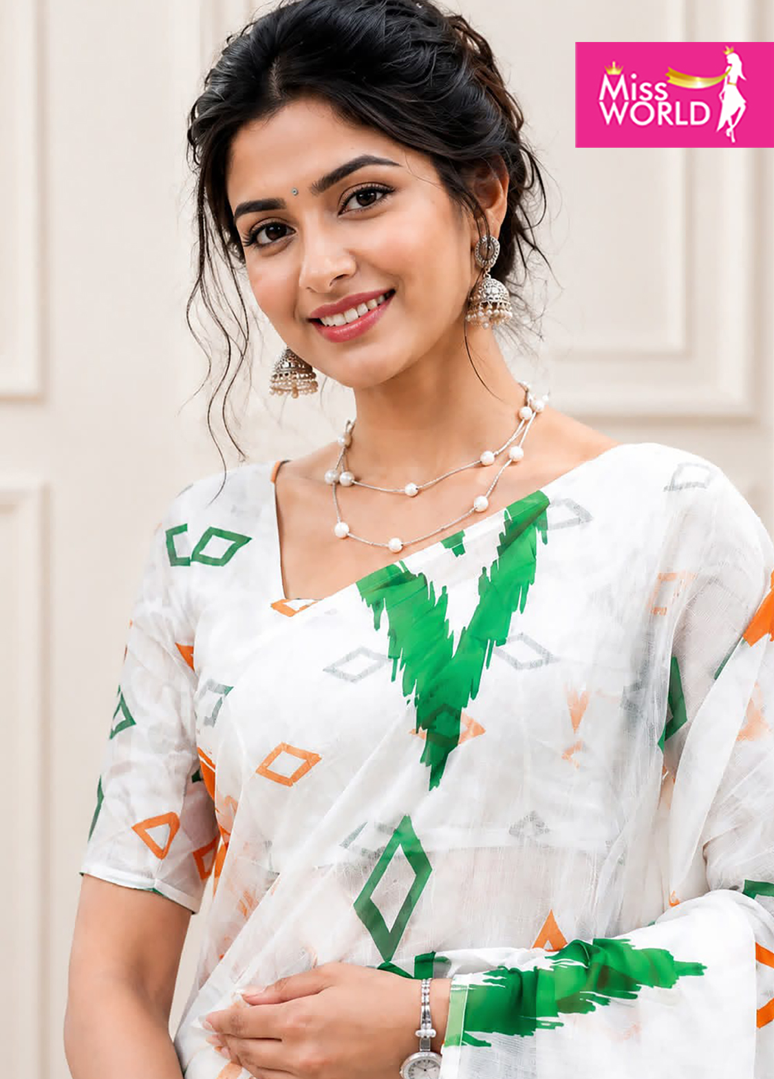 TRI COLOR LINEN SAREE - Image 15