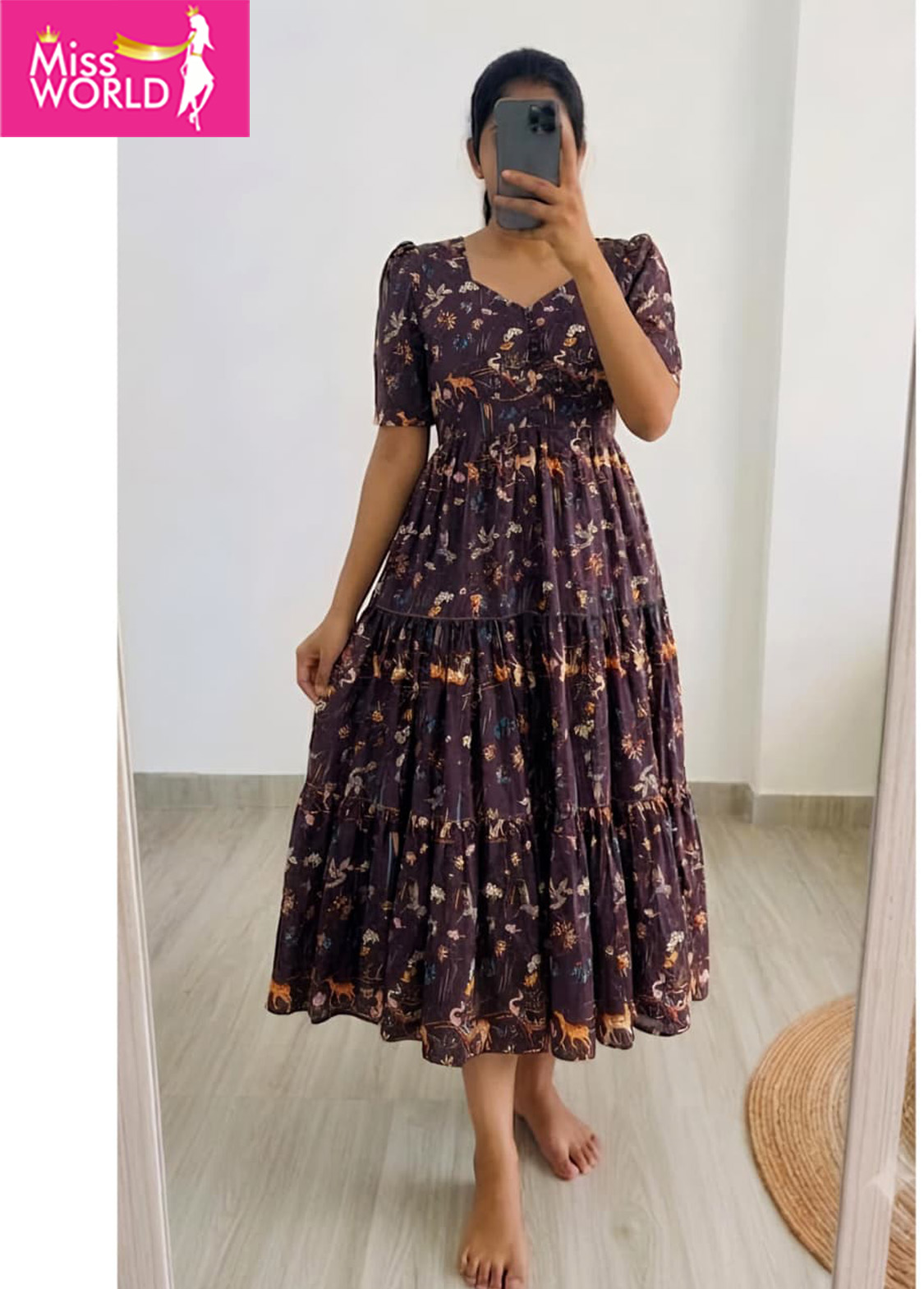MAXI GOWN KALAMKARI BROWN