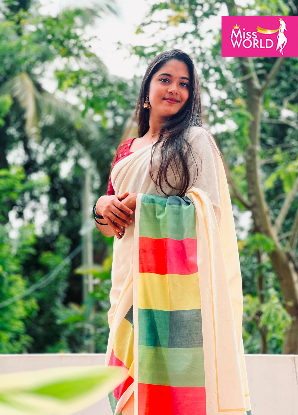 Madrasi check digital printed saree - Image 5