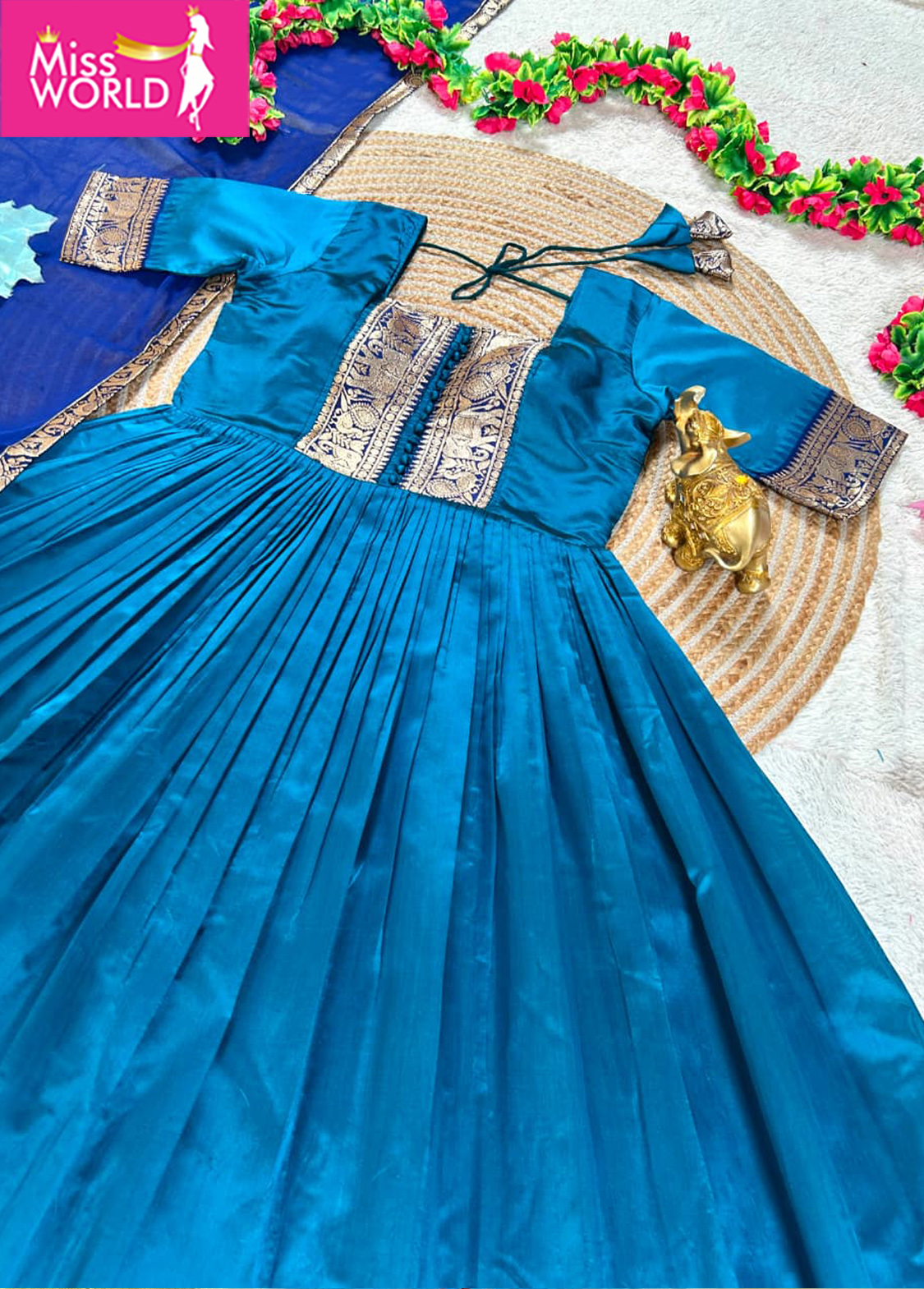 Neeli Turquoise Blue Anarkali - Image 6