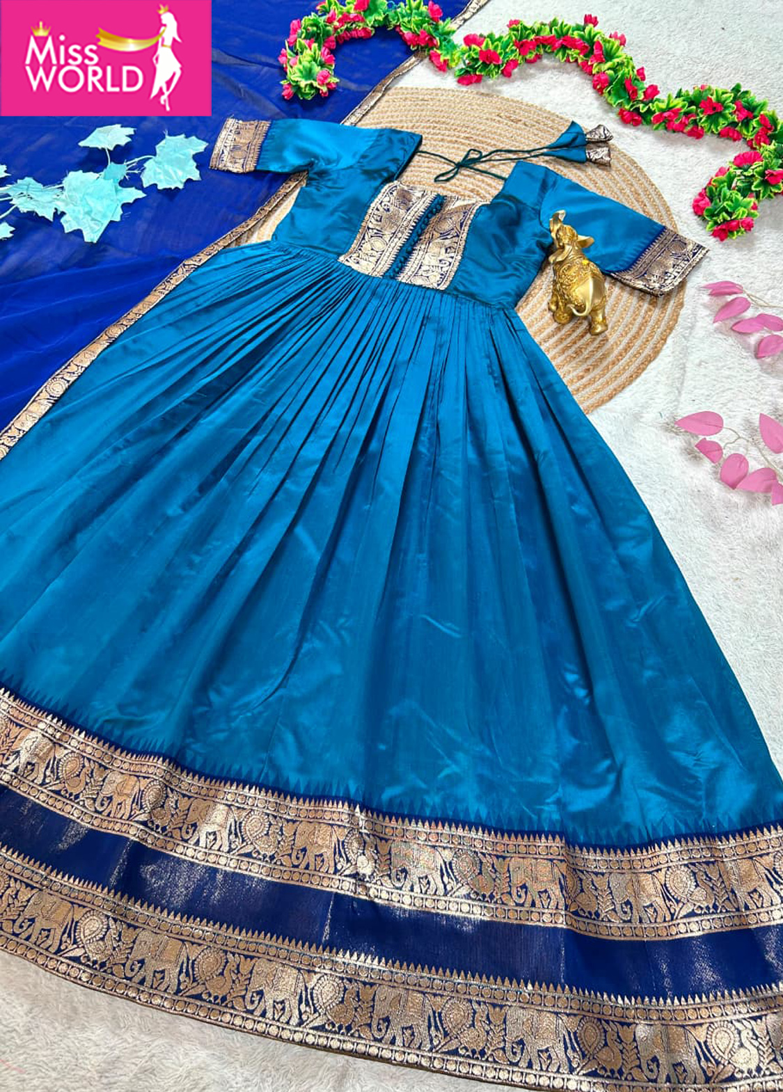 Neeli Turquoise Blue Anarkali - Image 7