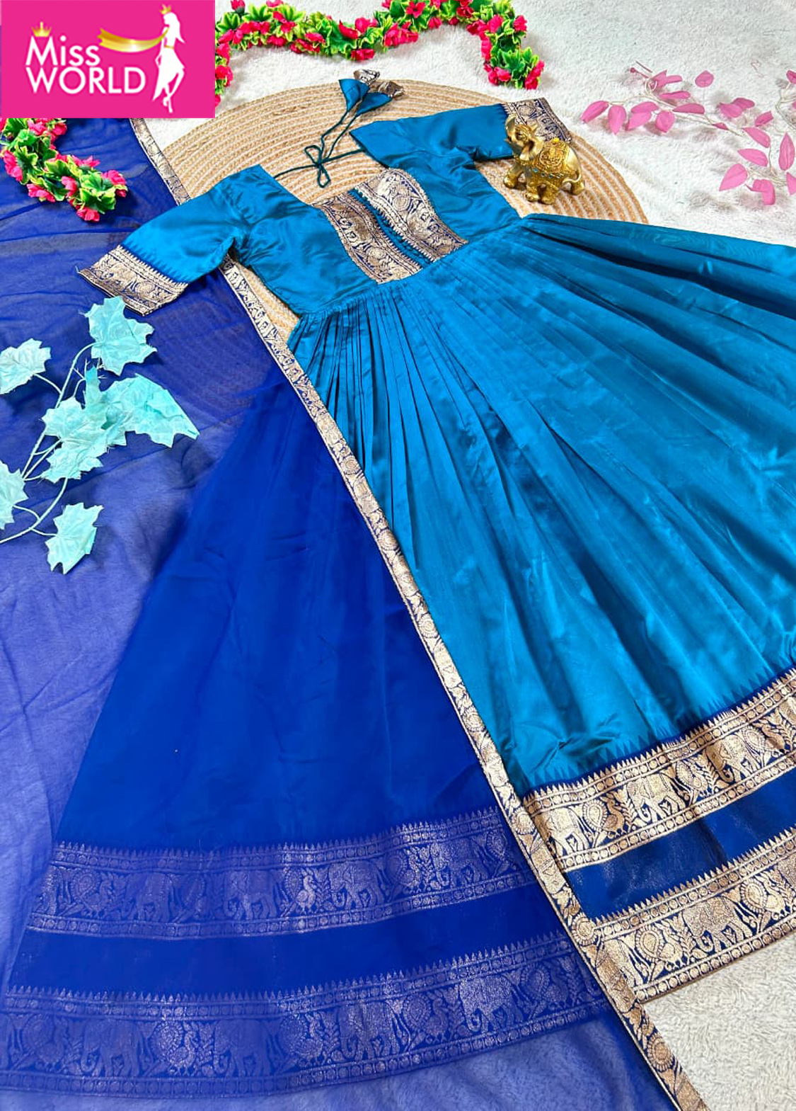 Neeli Turquoise Blue Anarkali - Image 8