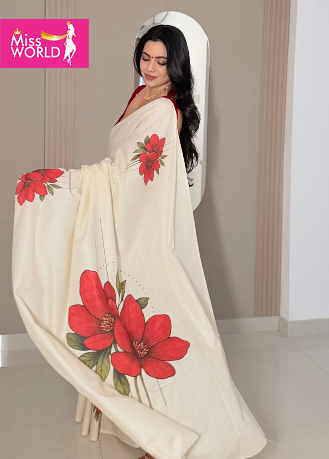 Amaryllis Pure cotton digital printed Saree