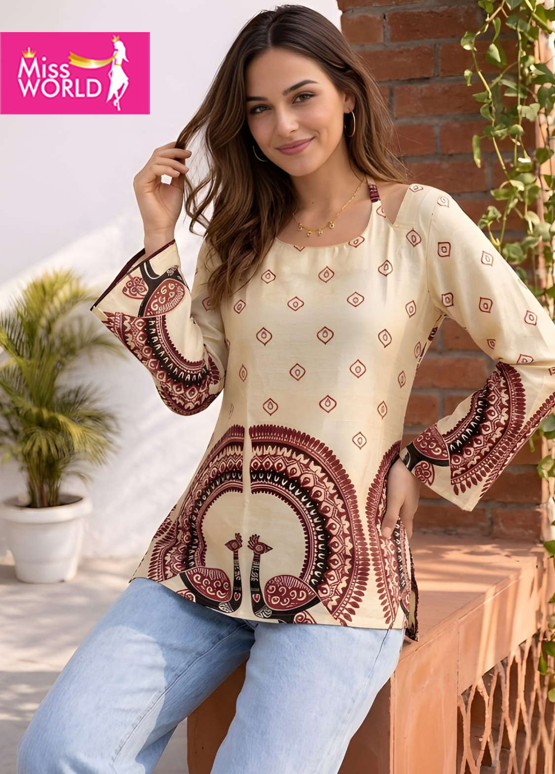 Mayoora Printed Short Kurti