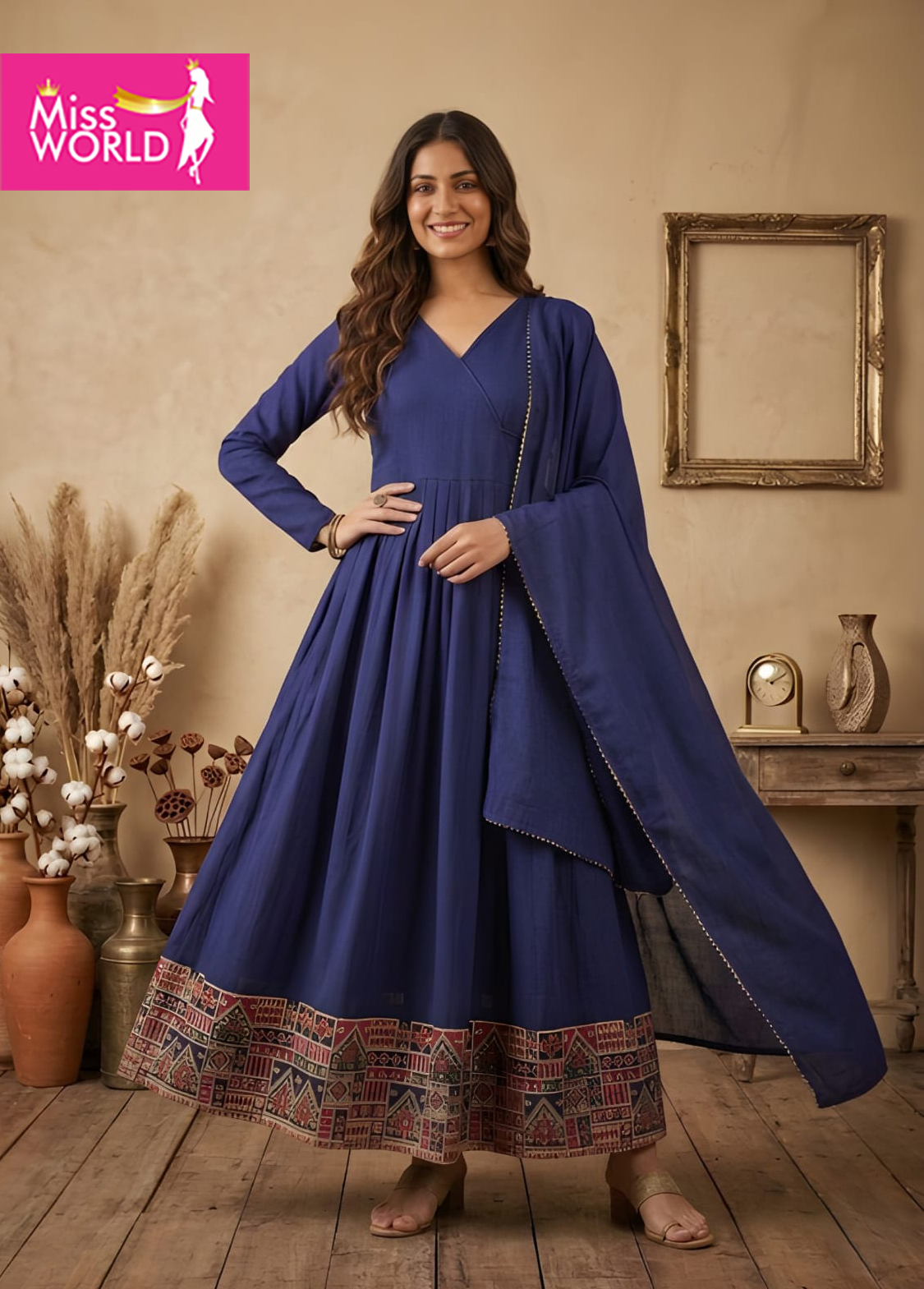 Neelambari kurta with dupatta suit