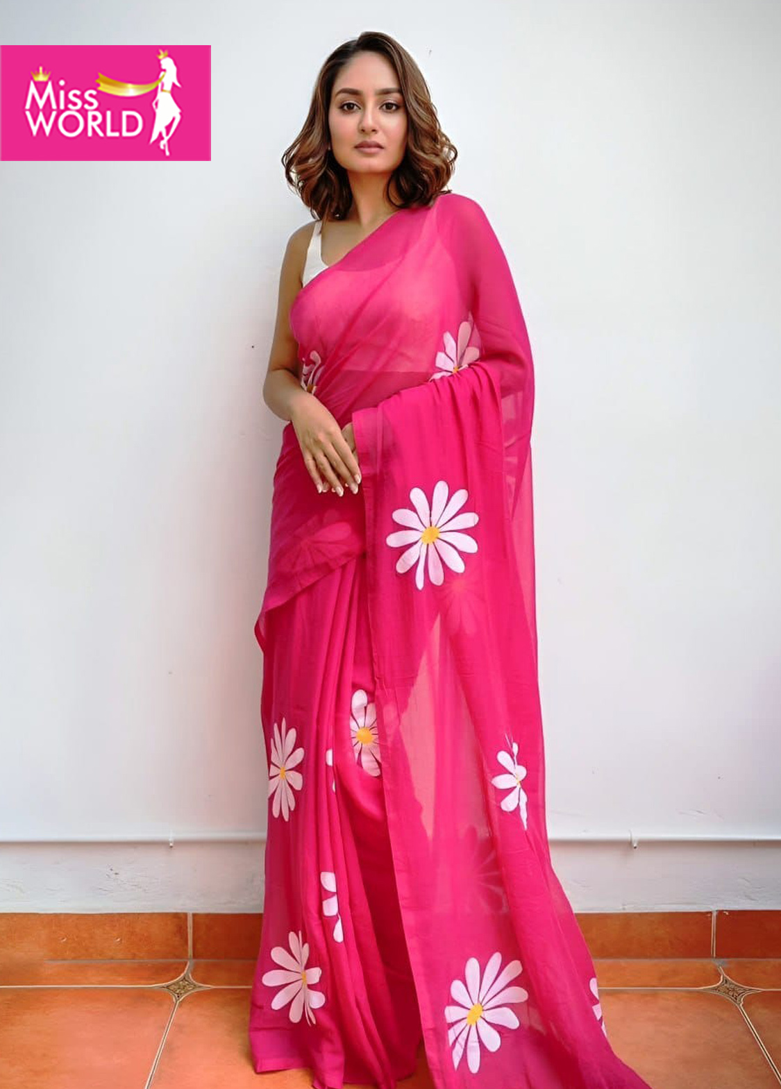 Daisy Floral Print Saree