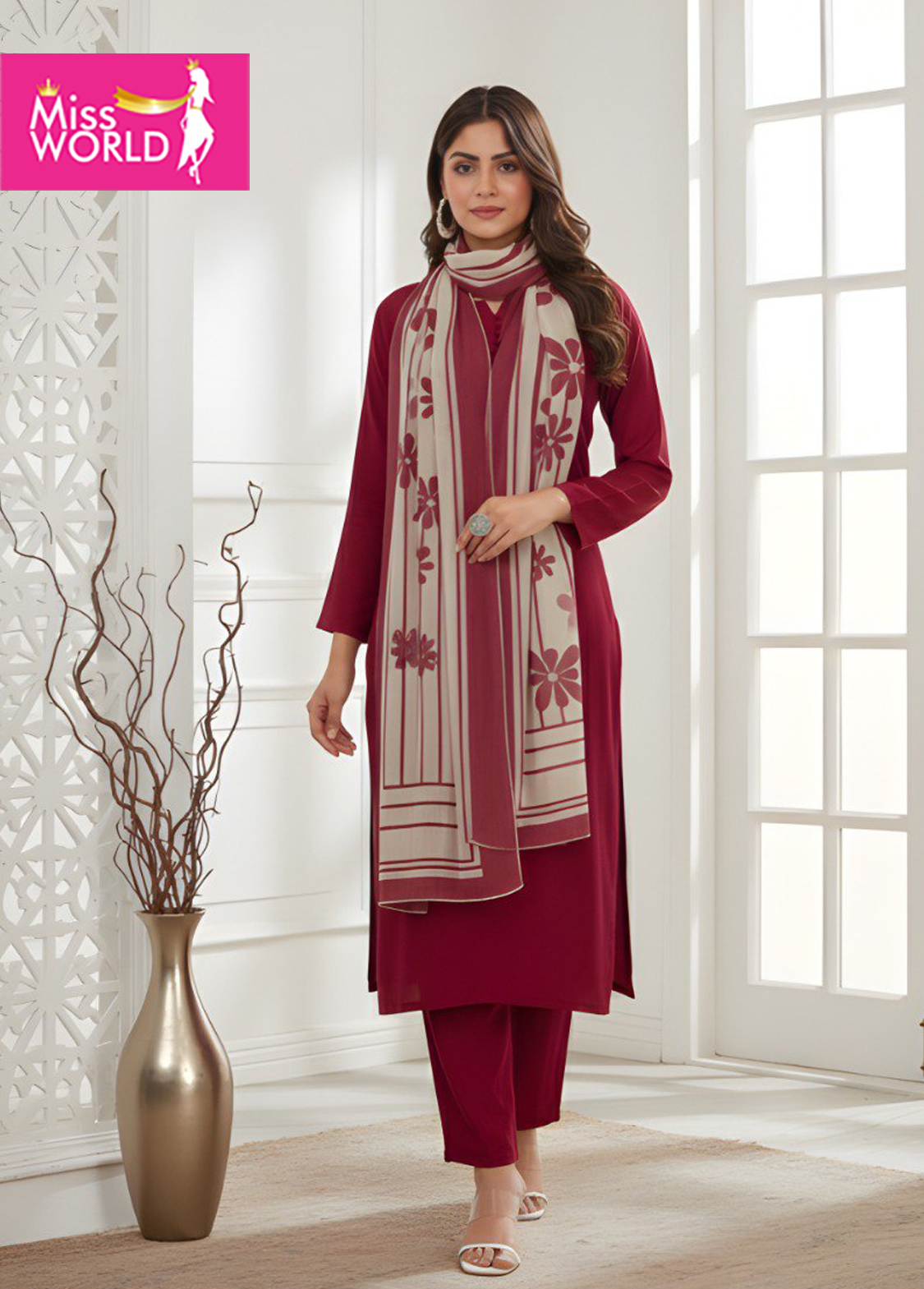 Lali Kurta Pant with Dupatta suit