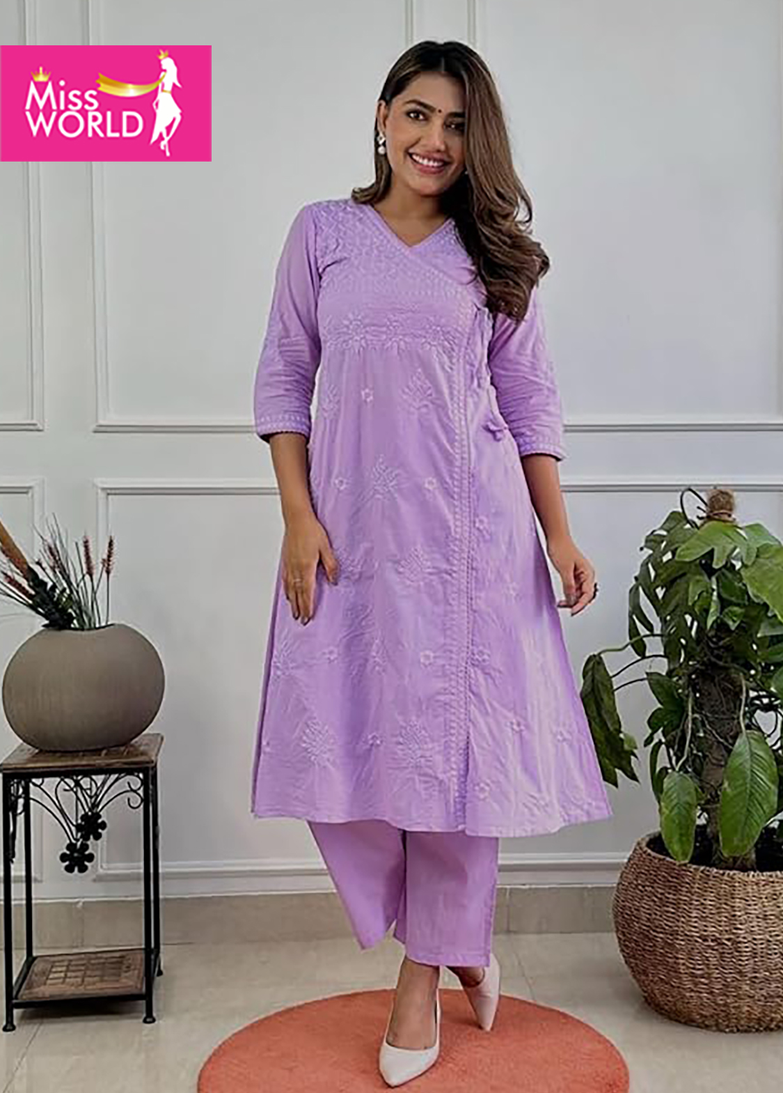 Lavender Cotton Kurta with Pant