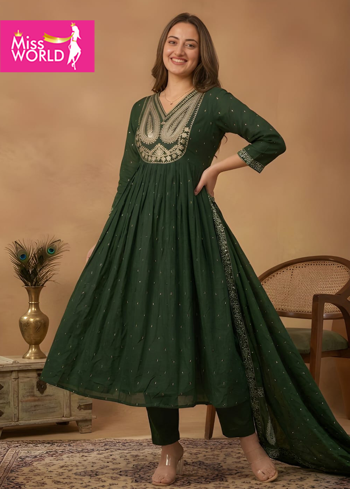 Icha Cotton Anarkali Suit Set with Dupatta