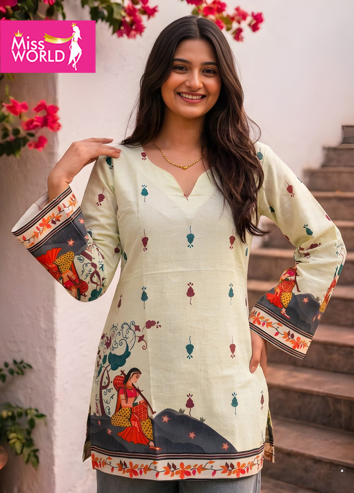 Lia Cotton Kalamkari Short Kurti