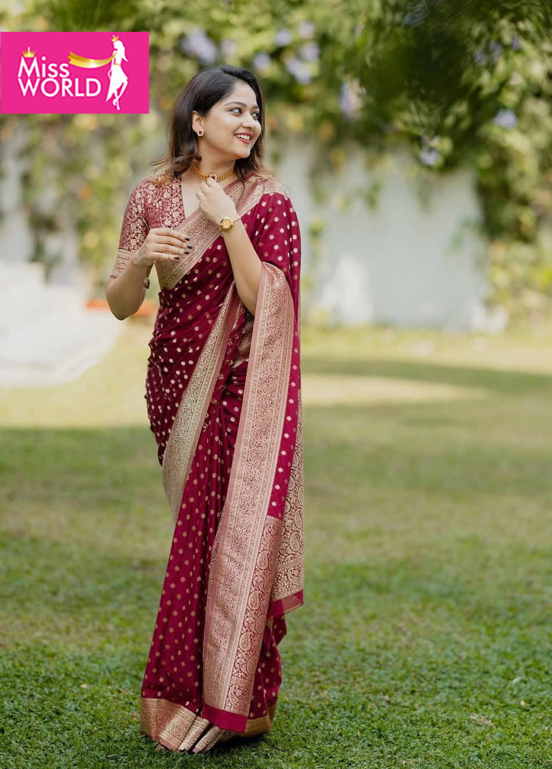 RED LICHI SAREE